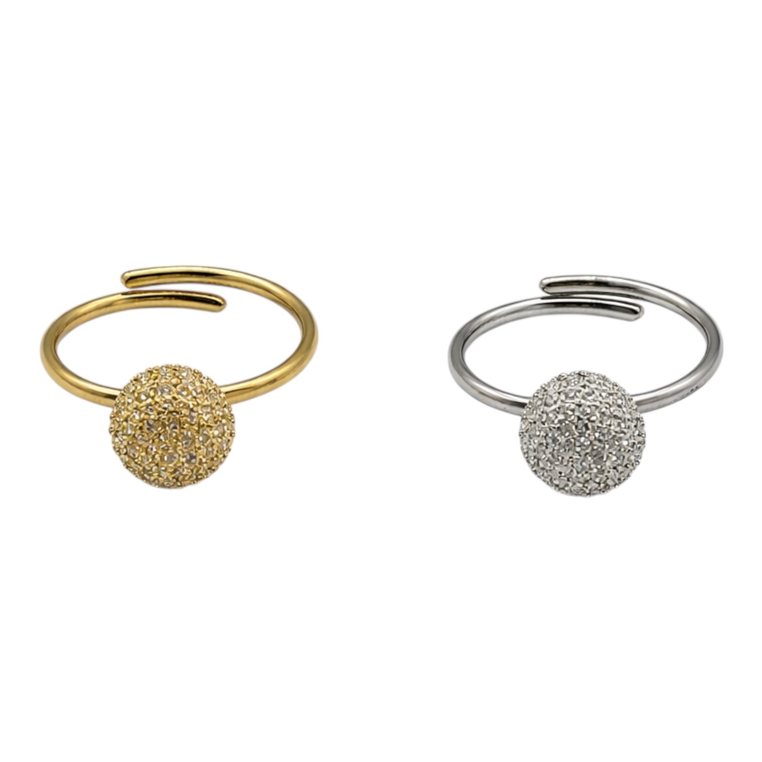 Anello sferetta strass