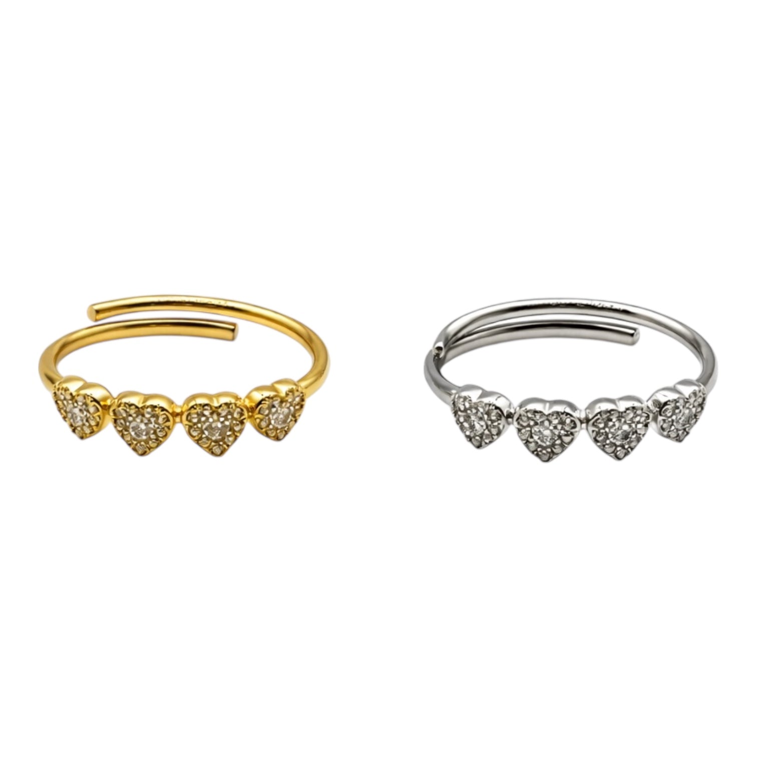 Anello cuori glitter